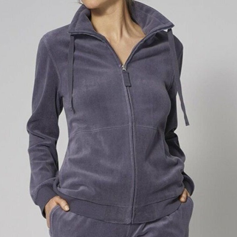 Womens Fleece Velour Zip Up Jacket Soft Velvet Coat Warm Casual Sweatshirt Sz XL